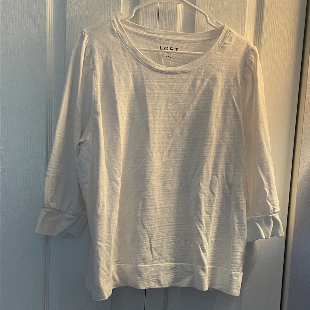 LOFT Cream 3/4 Sleeve Blouse